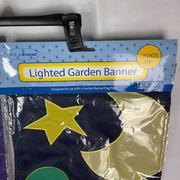 Lifes A Breeze Welcome Ghost & Smiling Jack A Lantern Lighted Garden Banners New - Picture 10 of 10